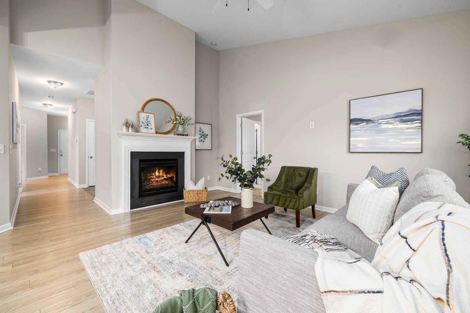 A bright, styled living room that shows beautifully